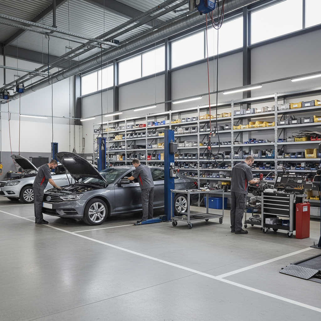 Tidy, professional automotive workshop interior